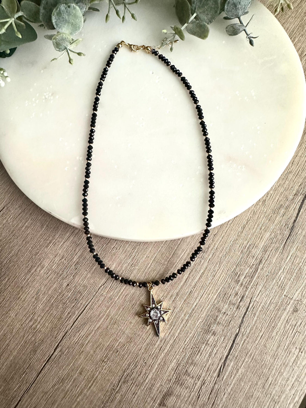 Starry Nights- Starlight Black Tourmaline Beaded Necklace -Gift-Wedding-Bridesmaid