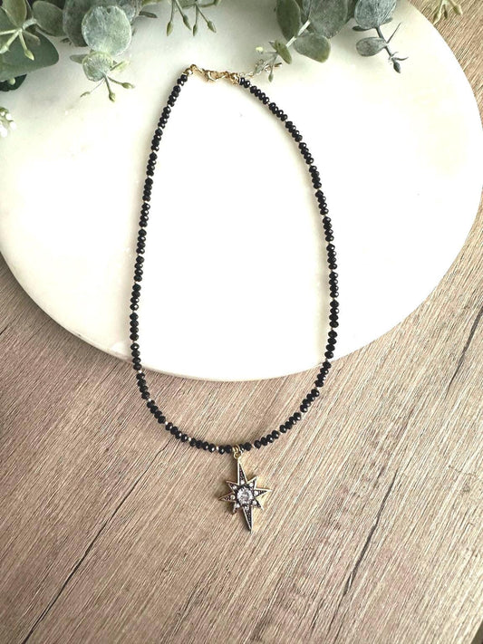 Starry Nights- Starlight Black Tourmaline Beaded Necklace -Gift-Wedding-Bridesmaid