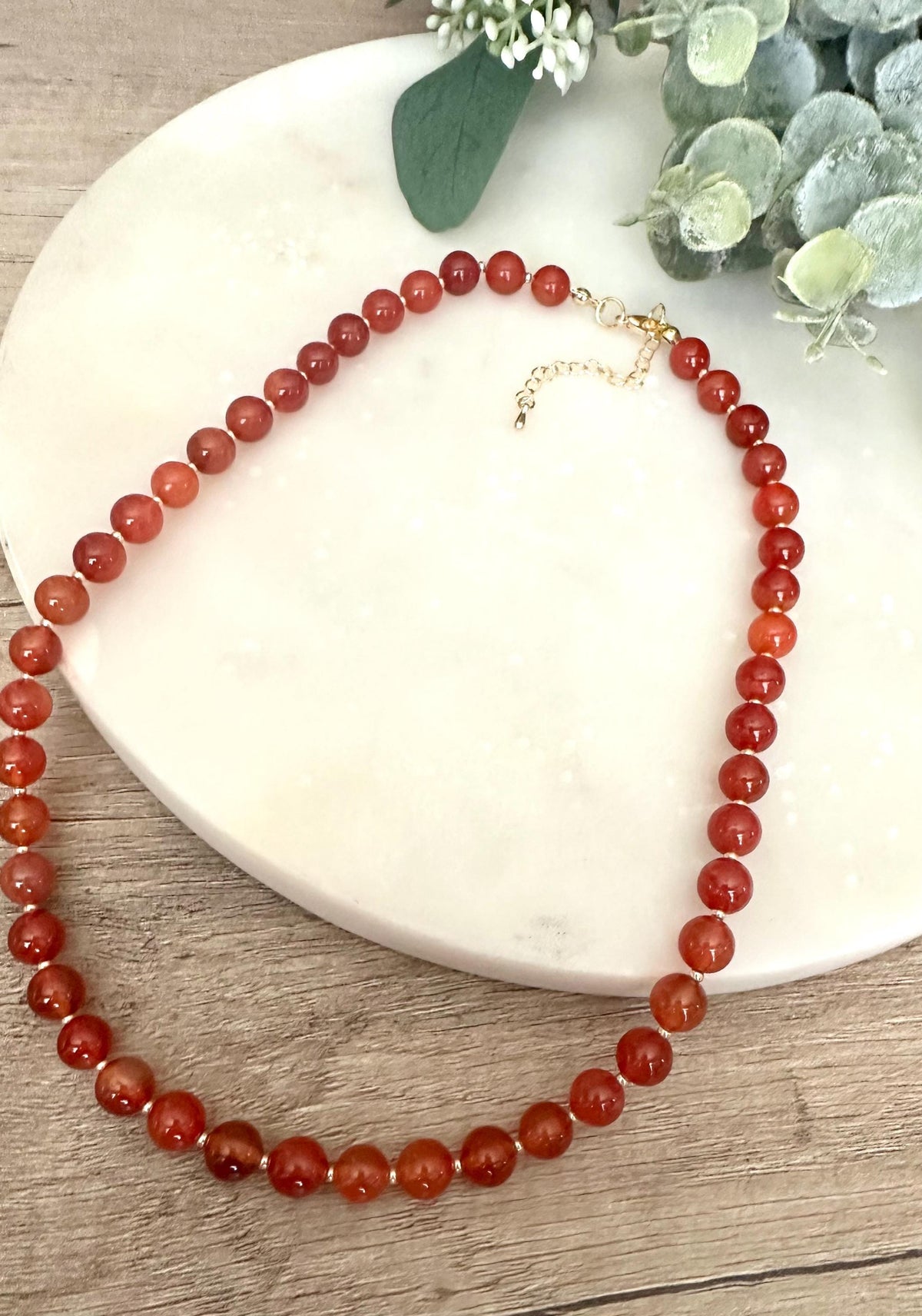 Fall Orange Carnelian Beaded Necklace -Gift-Wedding-Bridesmaid