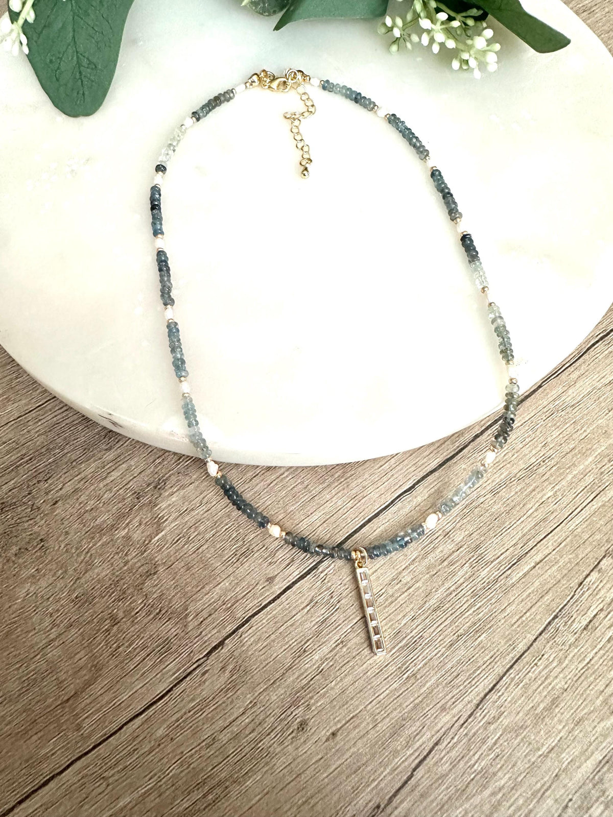 Aquamarine Moss Beaded Necklace -Gift-Wedding-Bridesmaid