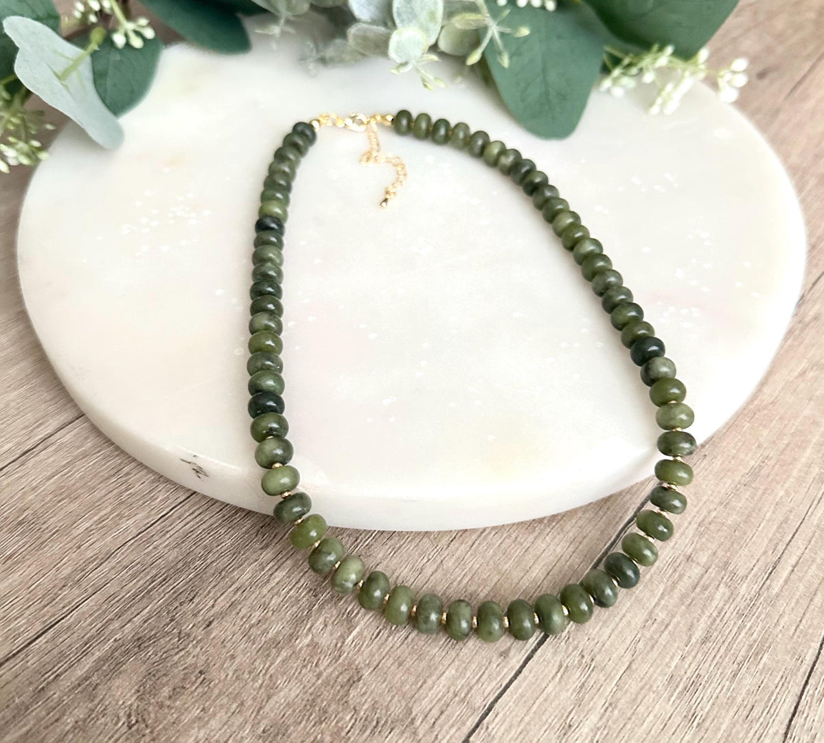 Fall Olive Green Beaded Necklace -Gift-Wedding-Bridesmaid