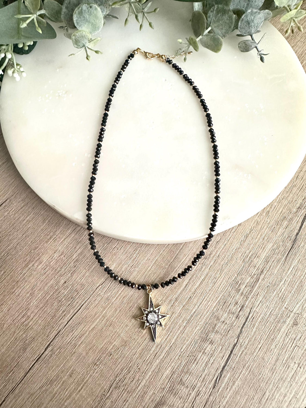 Starry Nights- Starlight Black Tourmaline Beaded Necklace -Gift-Wedding-Bridesmaid