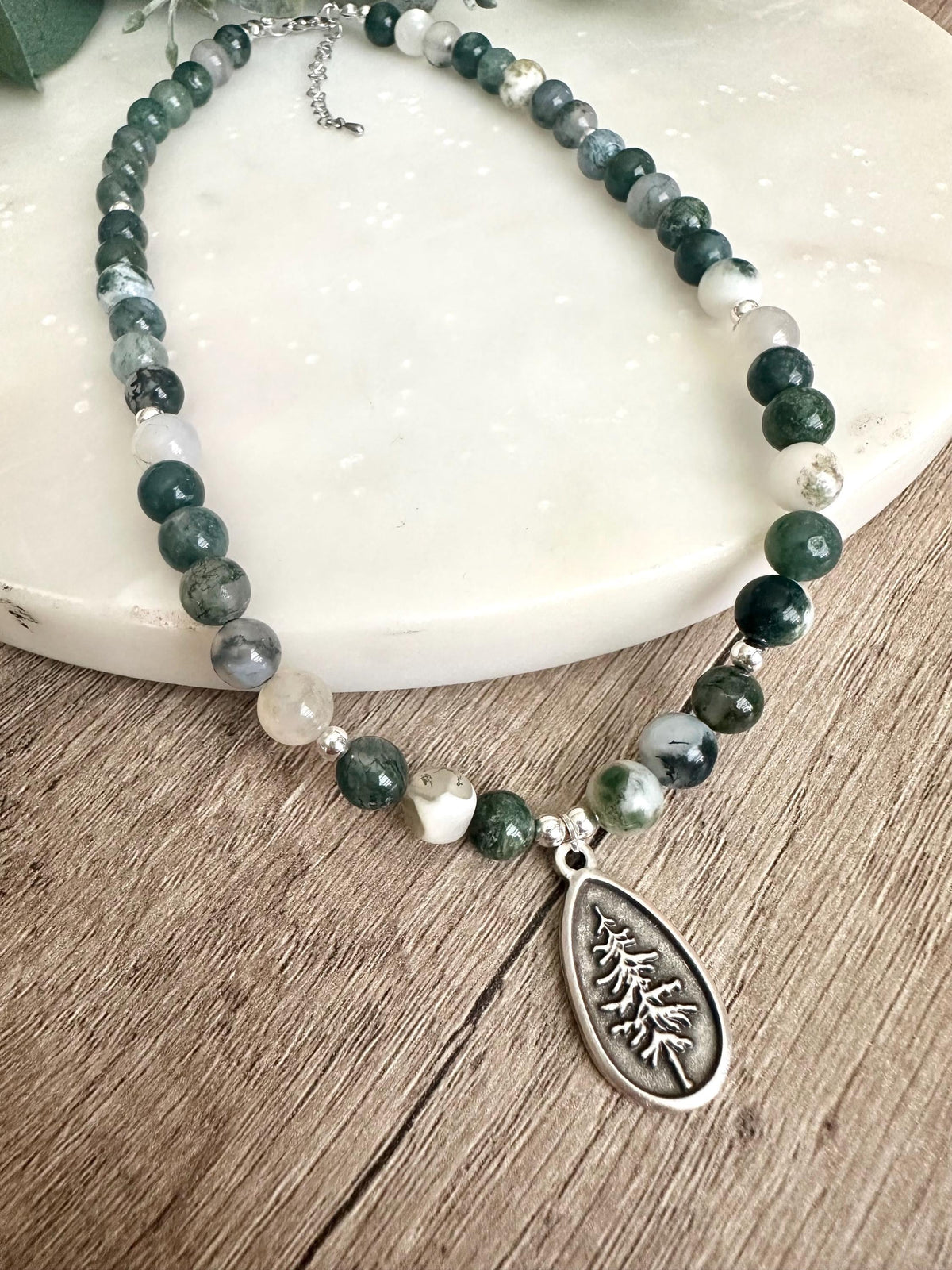 Fall Tree Moss Beaded Necklace -Gift-Wedding-Bridesmaid