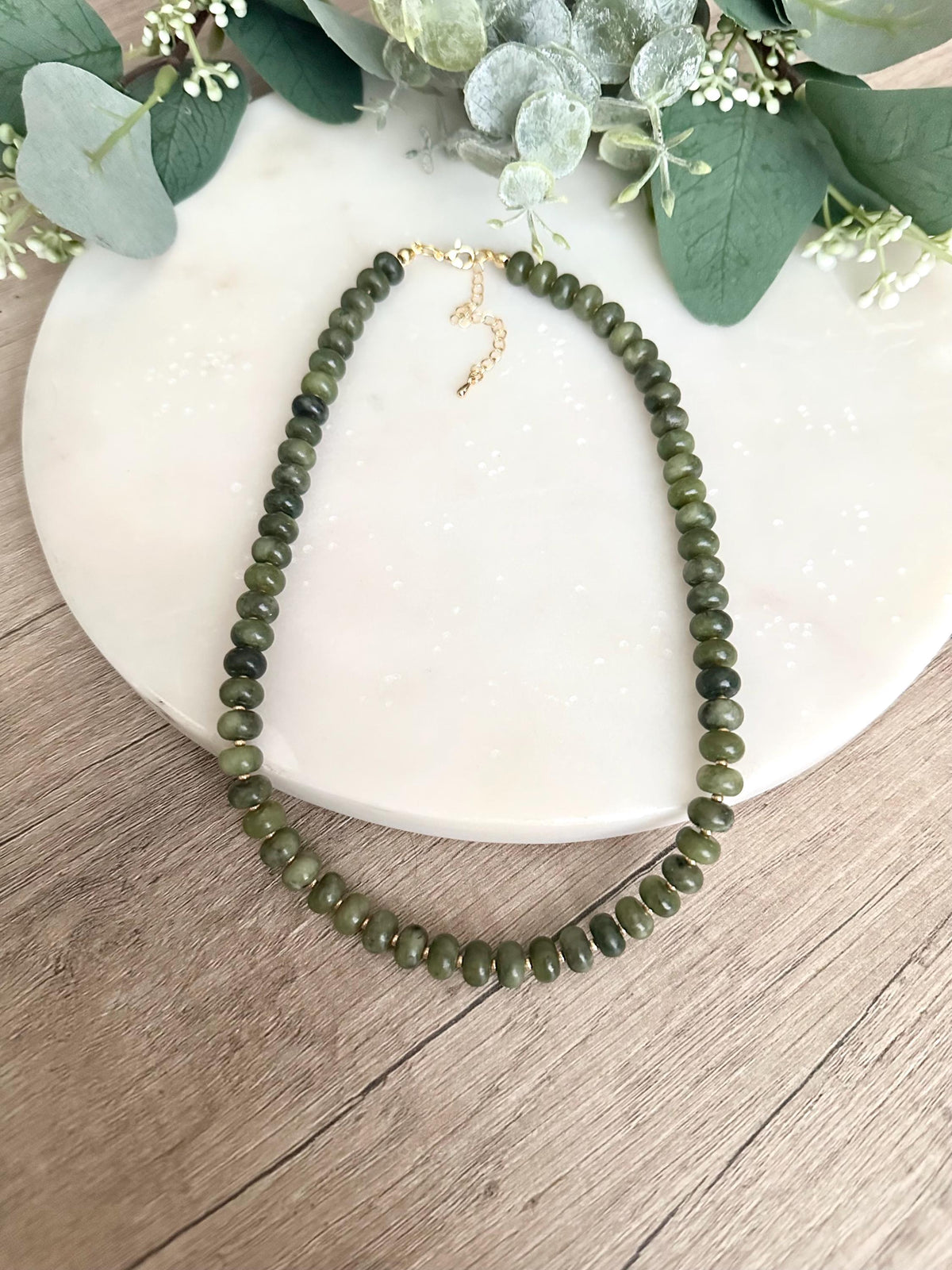 Fall Olive Green Beaded Necklace -Gift-Wedding-Bridesmaid