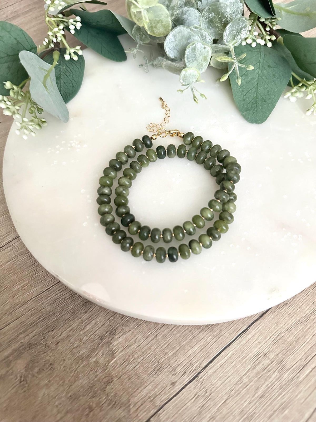Fall Olive Green Beaded Necklace -Gift-Wedding-Bridesmaid