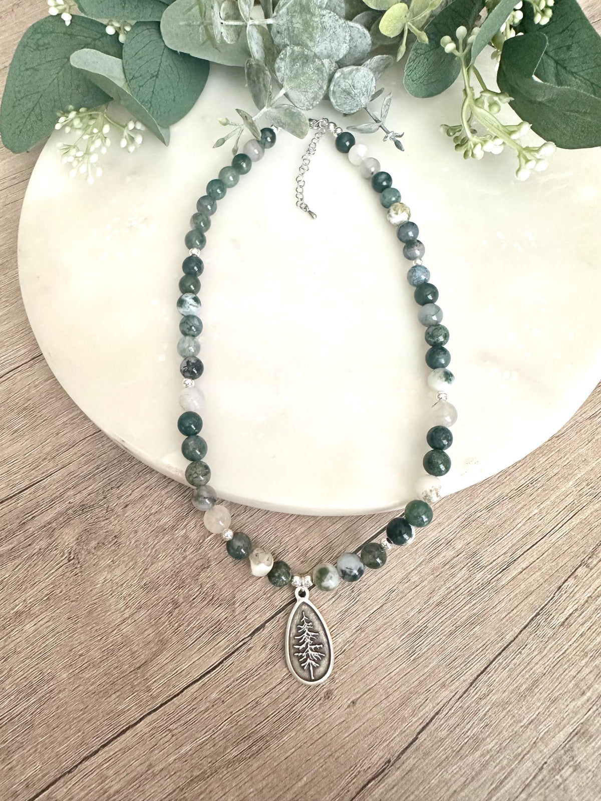 Fall Tree Moss Beaded Necklace -Gift-Wedding-Bridesmaid