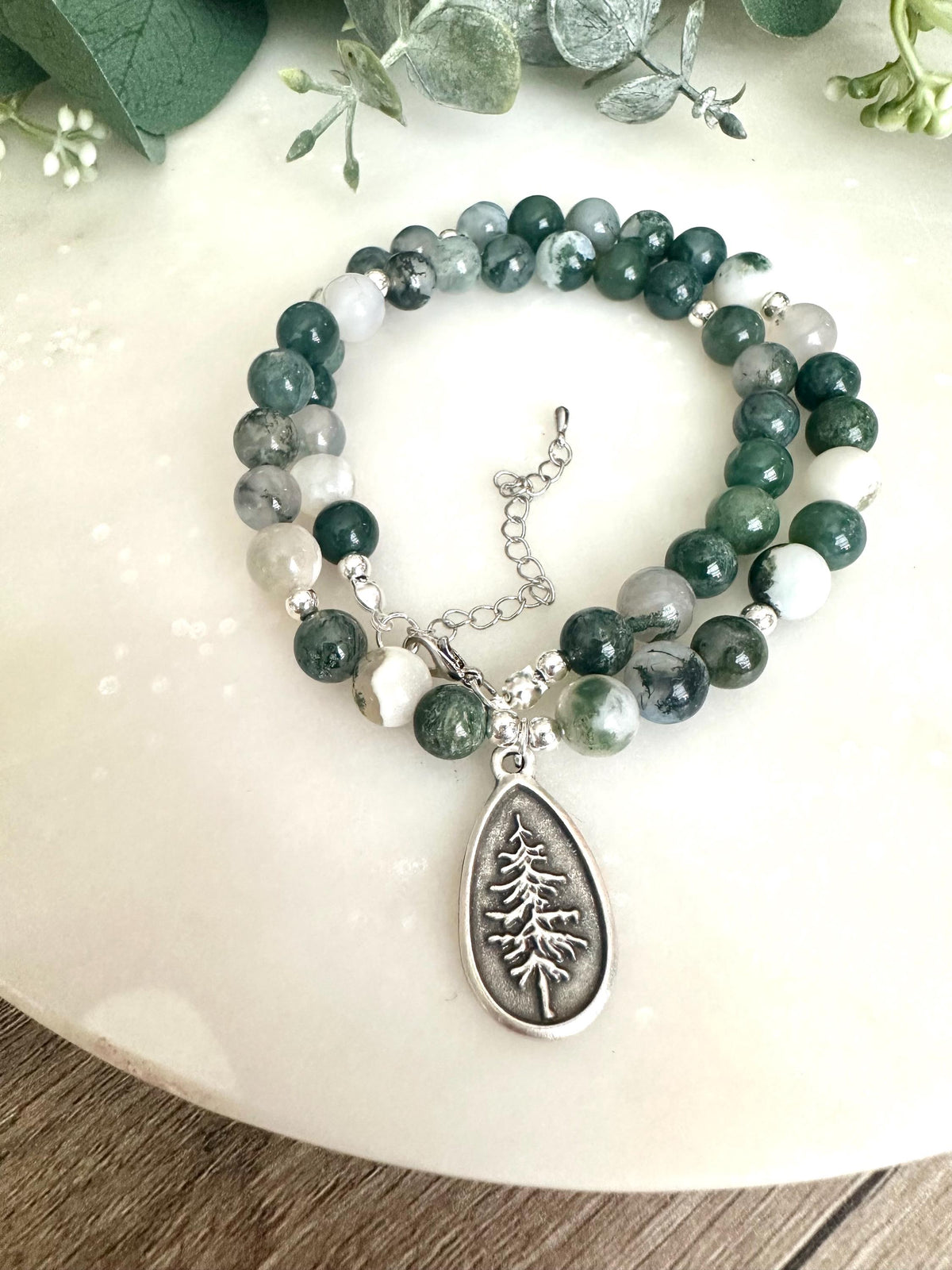 Fall Tree Moss Beaded Necklace -Gift-Wedding-Bridesmaid