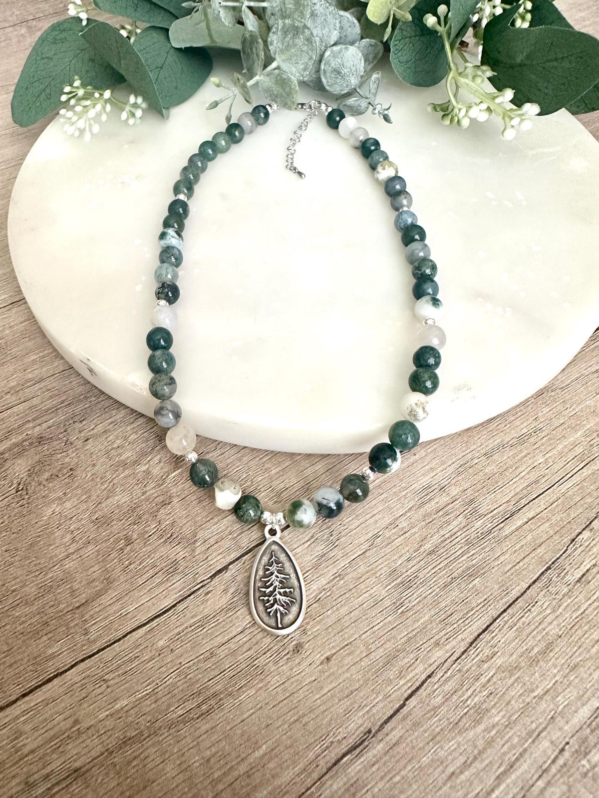 Fall Tree Moss Beaded Necklace -Gift-Wedding-Bridesmaid