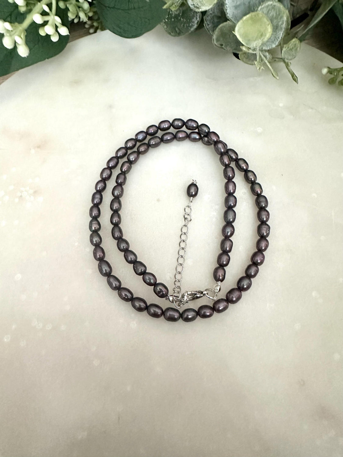 Peacock Gray Freshwater Pearl Beaded Necklace -Gift-Wedding-Bridesmaid