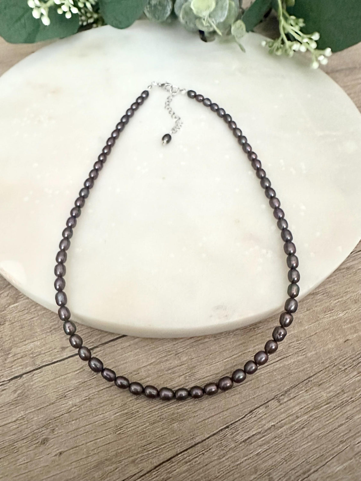 Peacock Gray Freshwater Pearl Beaded Necklace -Gift-Wedding-Bridesmaid
