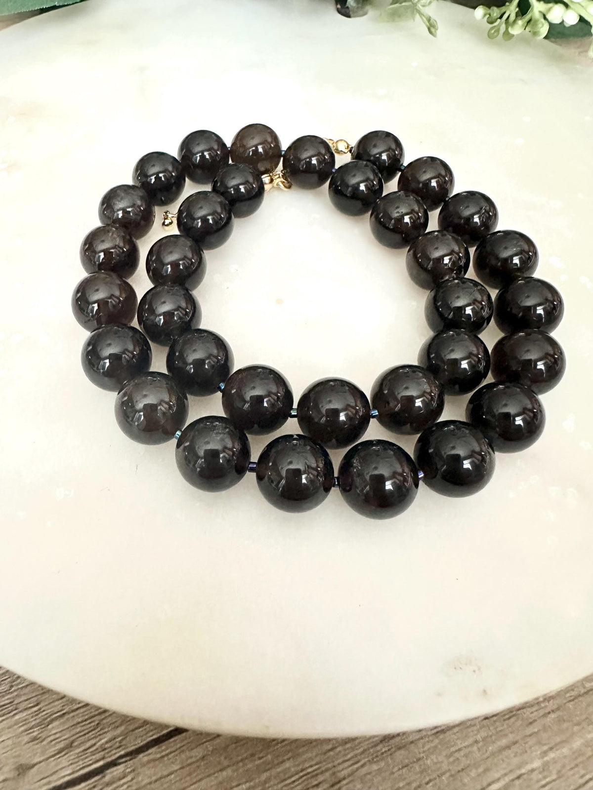 Dark Smokey Quartz Beaded Necklace Autumn Necklace-Gift for Her-Wedding-Bridesmaid
