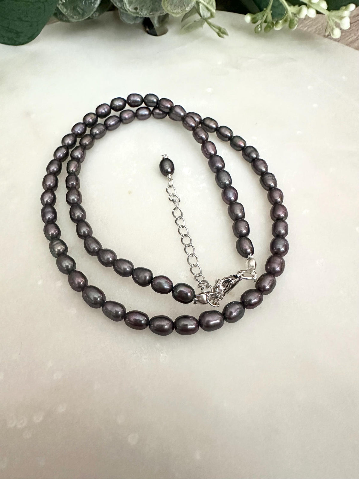 Peacock Gray Freshwater Pearl Beaded Necklace -Gift-Wedding-Bridesmaid