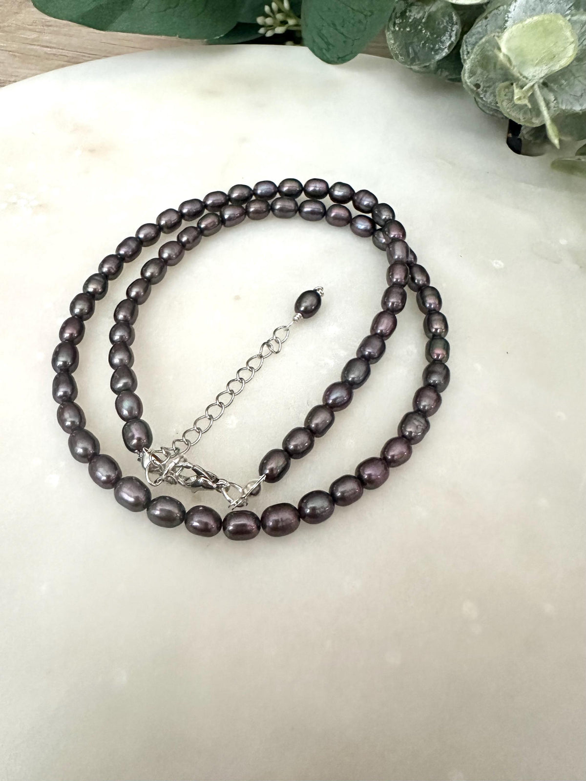 Peacock Gray Freshwater Pearl Beaded Necklace -Gift-Wedding-Bridesmaid