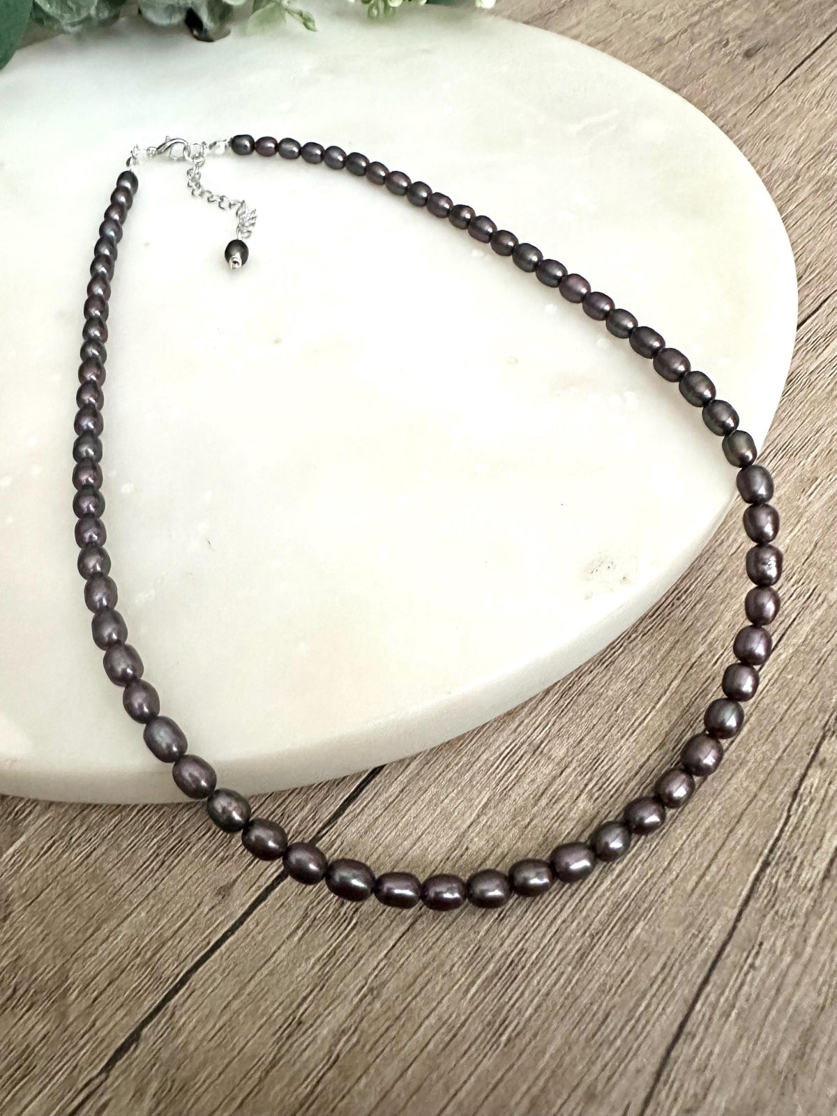 Peacock Gray Freshwater Pearl Beaded Necklace -Gift-Wedding-Bridesmaid