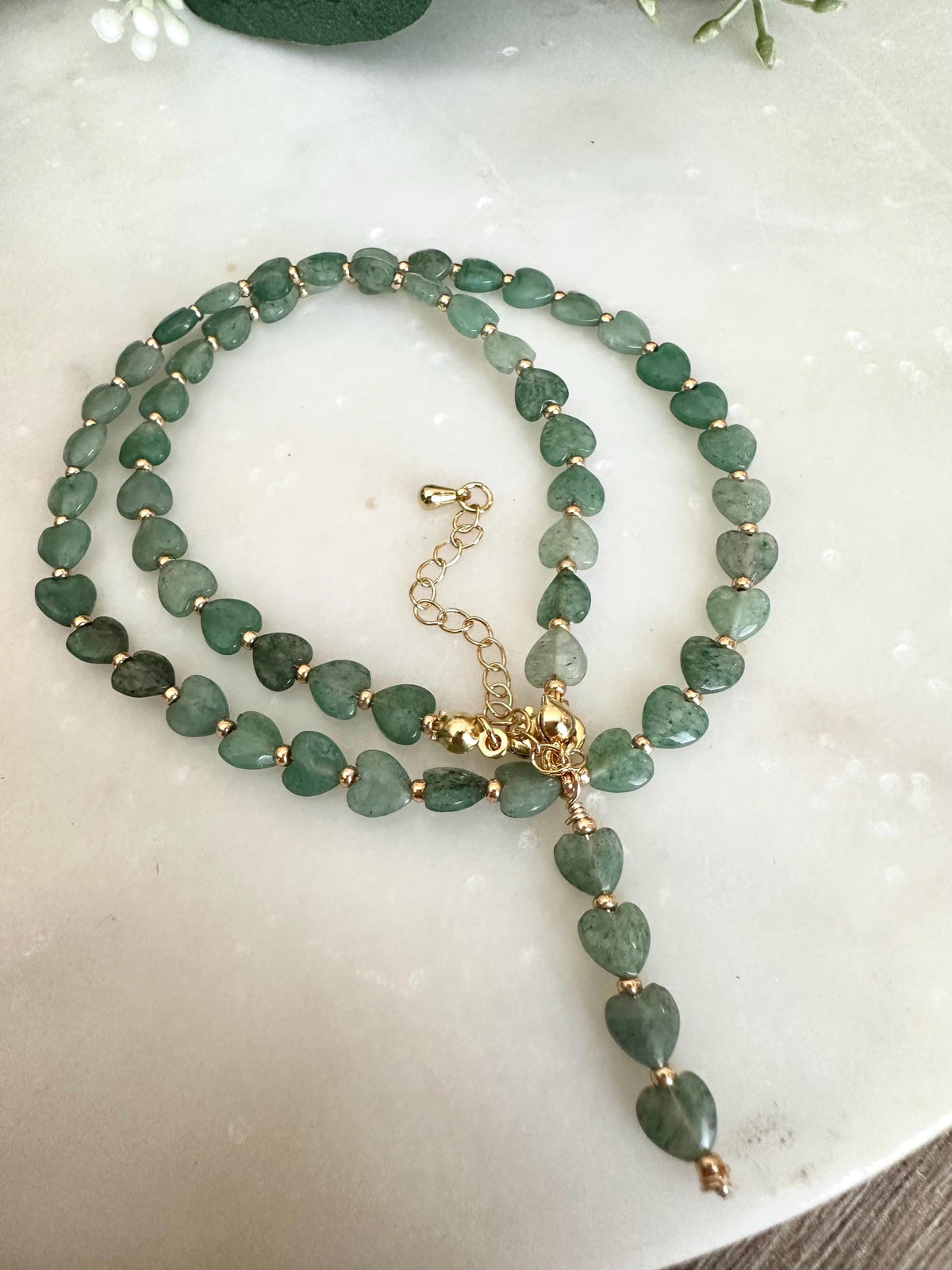 Aventurine Hearts Necklace-Gifts for Her - Y Necklace
