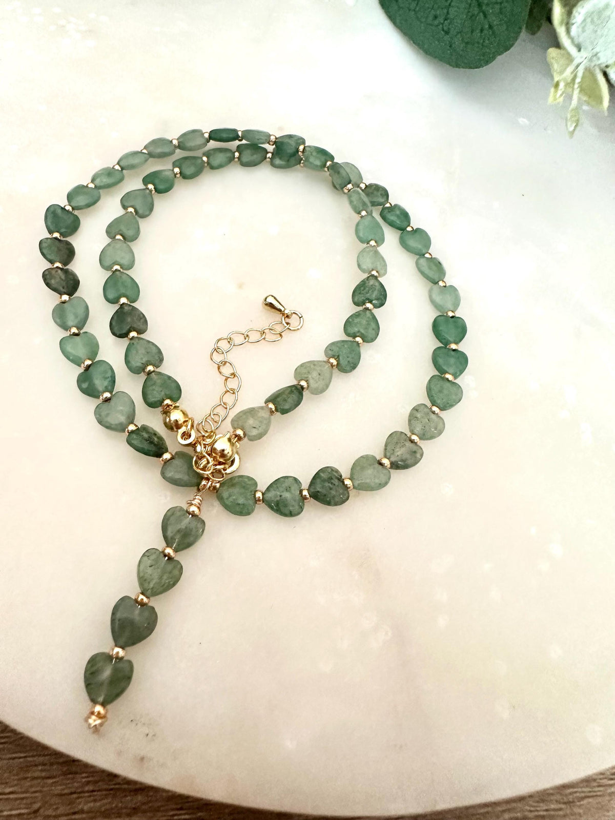 Aventurine Hearts Necklace-Gifts for Her - Y Necklace