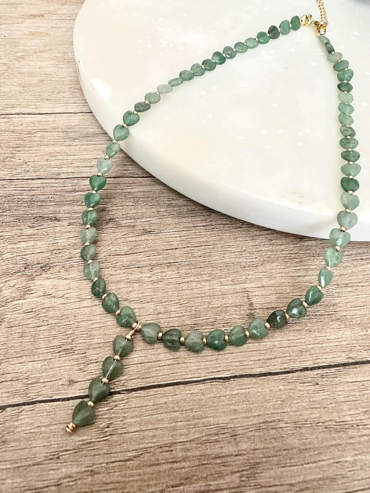 Aventurine Hearts Necklace-Gifts for Her - Y Necklace