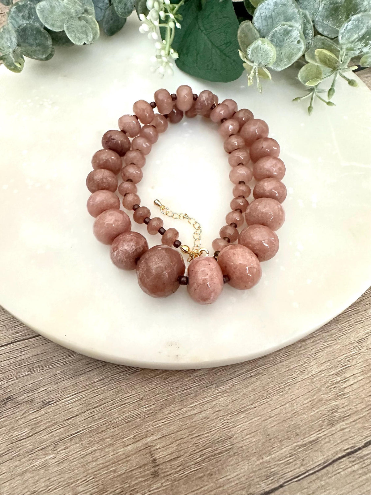 Light brown Graduated Beaded Necklace  Chunky Necklaces -Gift necklace