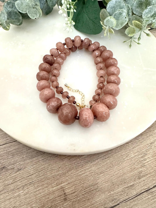 Light brown Graduated Beaded Necklace  Chunky Necklaces -Gift necklace