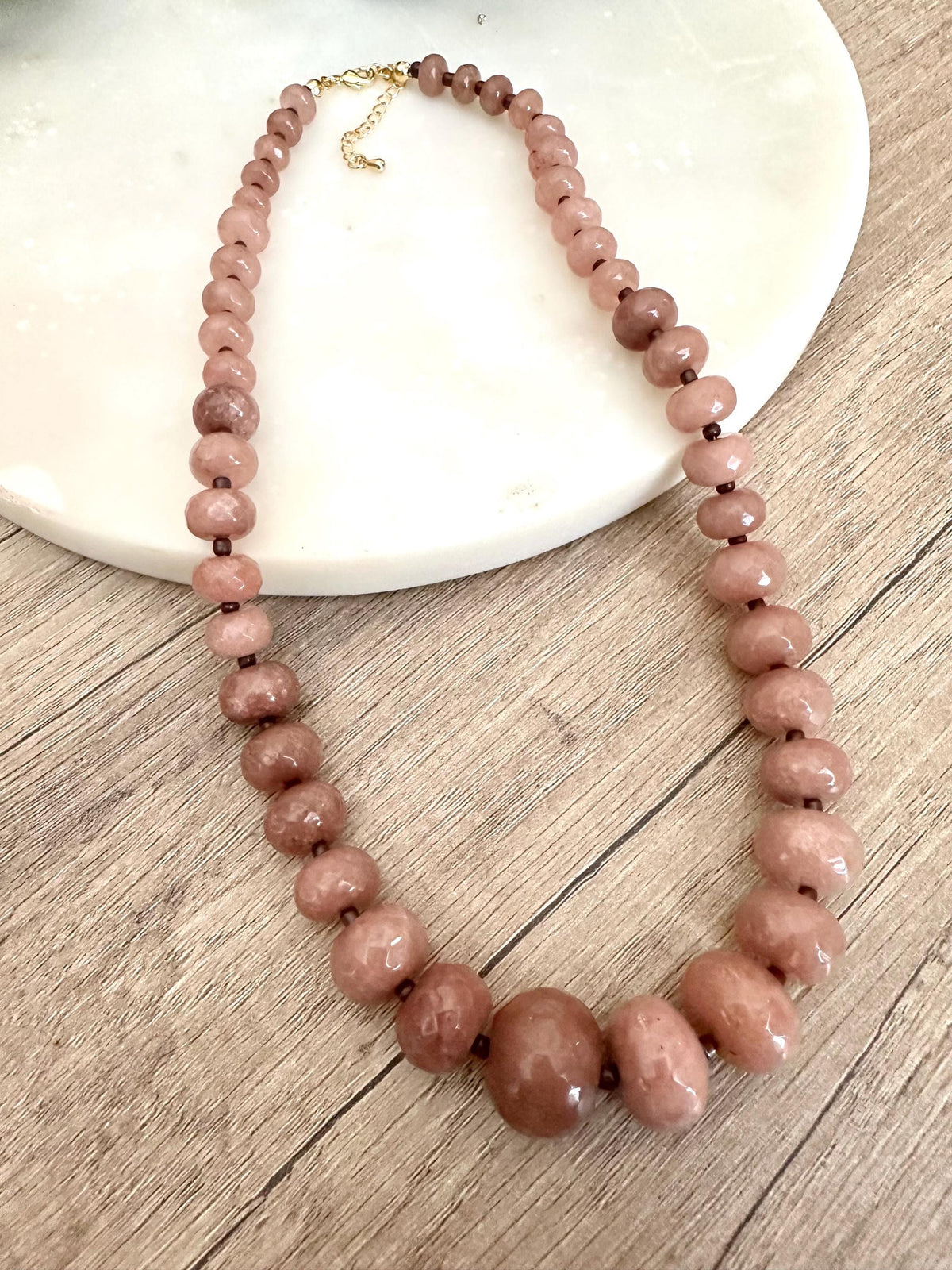 Light brown Graduated Beaded Necklace  Chunky Necklaces -Gift necklace