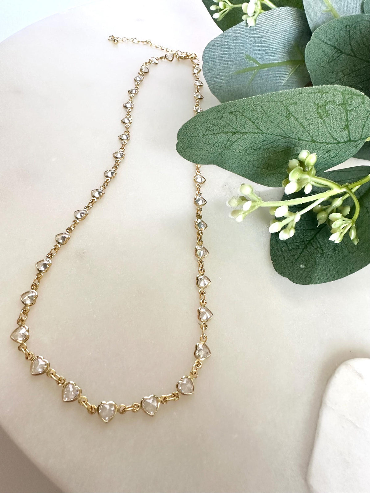 Gold Filled Heart Link Necklace | Dainty CZ Heart Chain | Layering Necklace | Romantic Jewelry | Gift for Her