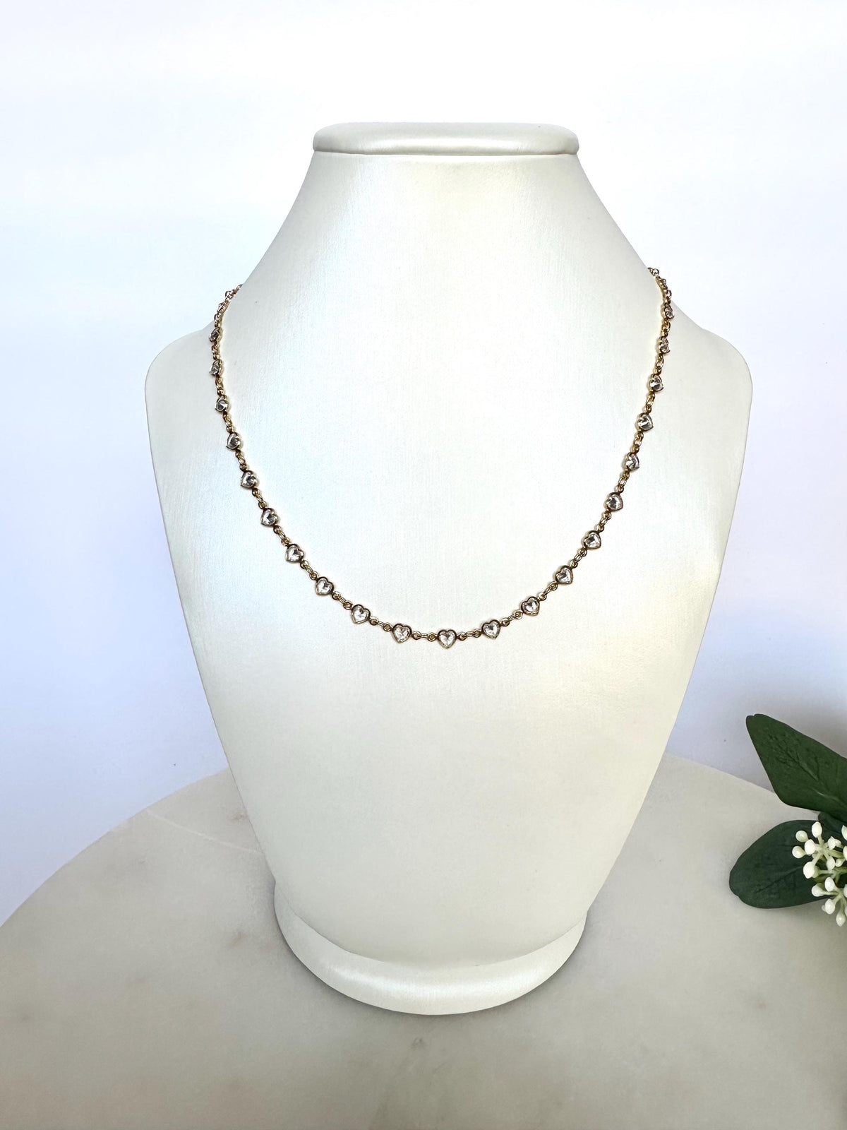 Gold Filled Heart Link Necklace | Dainty CZ Heart Chain | Layering Necklace | Romantic Jewelry | Gift for Her