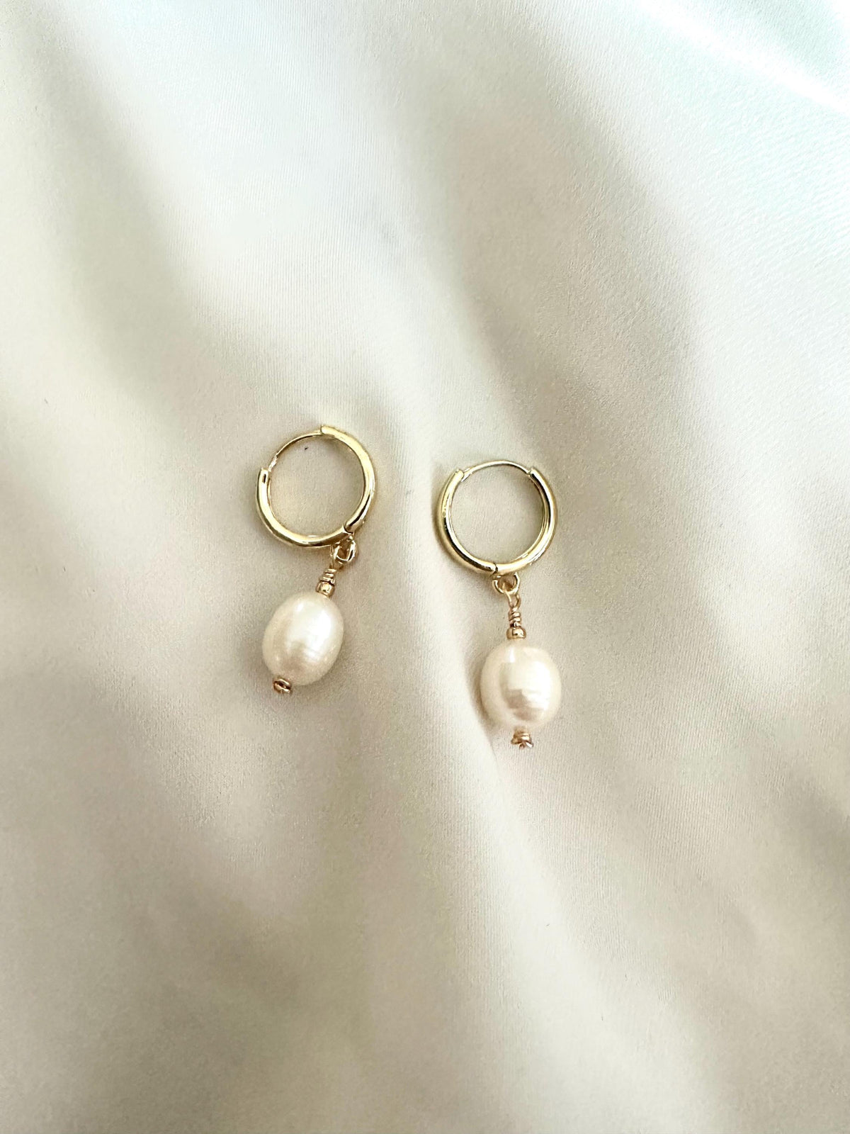 Freshwater Pearl Hoop Earrings | Handmade Gold-Filled Jewelry | Romantic Minimalist Earrings | Gift for her
