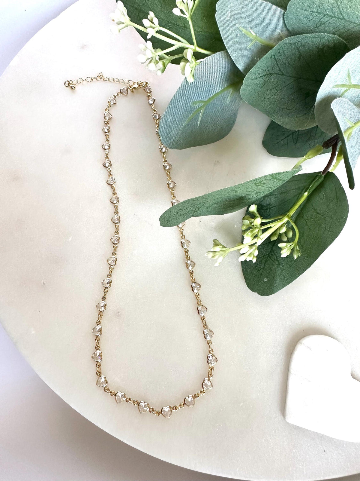 Gold Filled Heart Link Necklace | Dainty CZ Heart Chain | Layering Necklace | Romantic Jewelry | Gift for Her