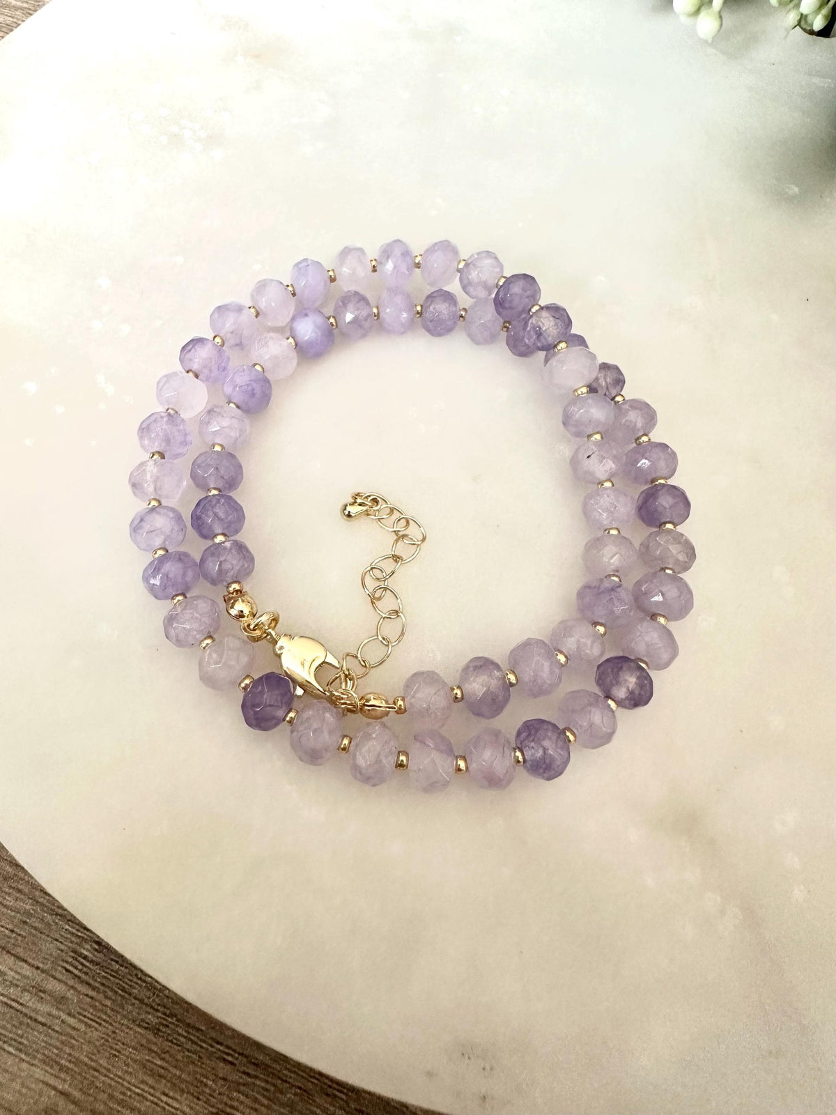 Light Purple Jade Beaded Necklace