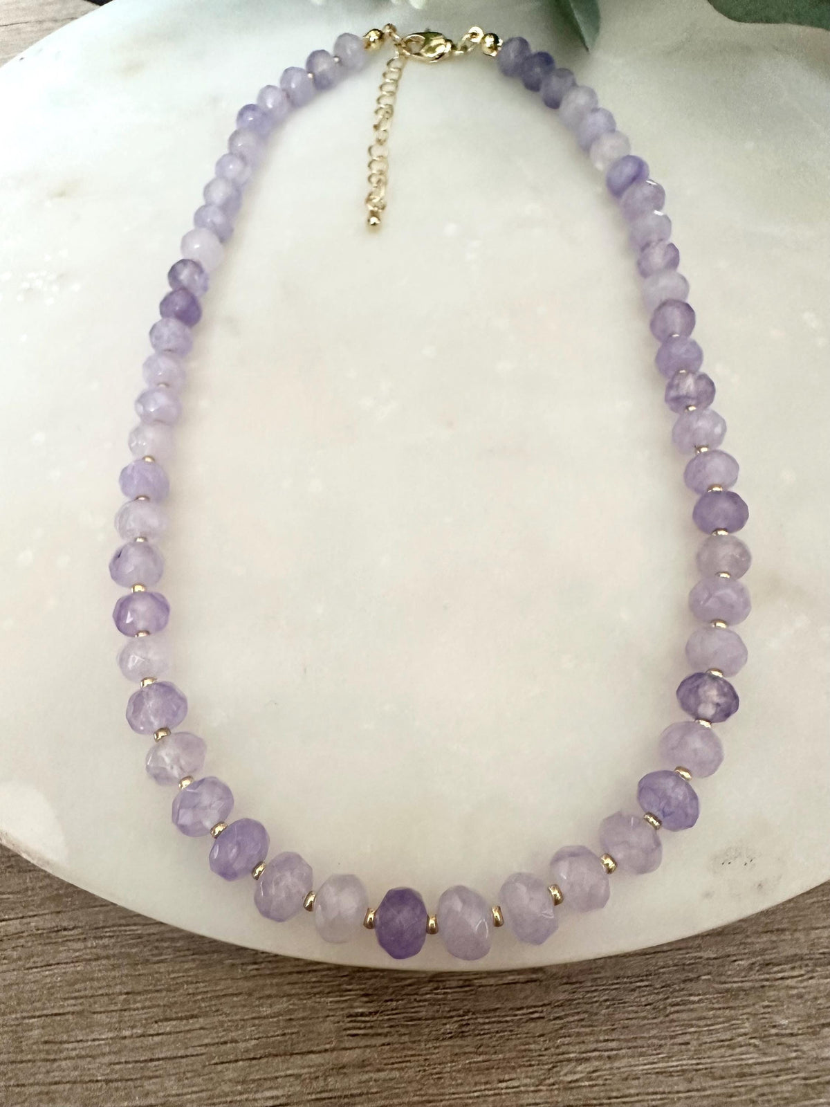 Light Purple Jade Beaded Necklace