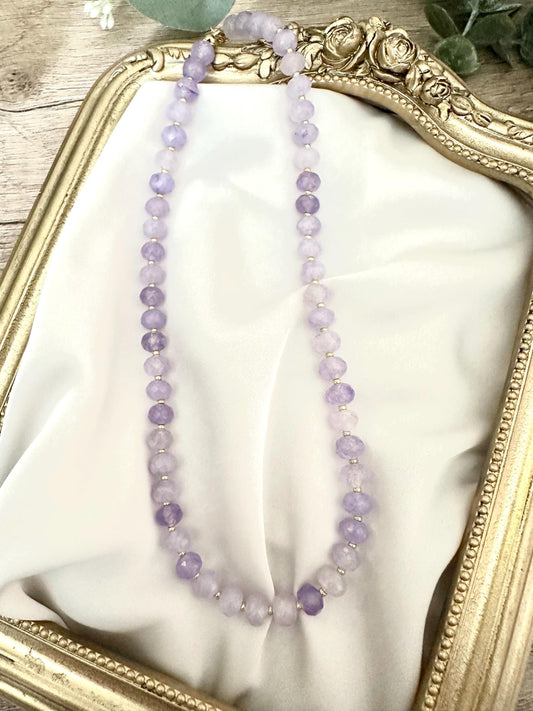 Light Purple Jade Beaded Necklace