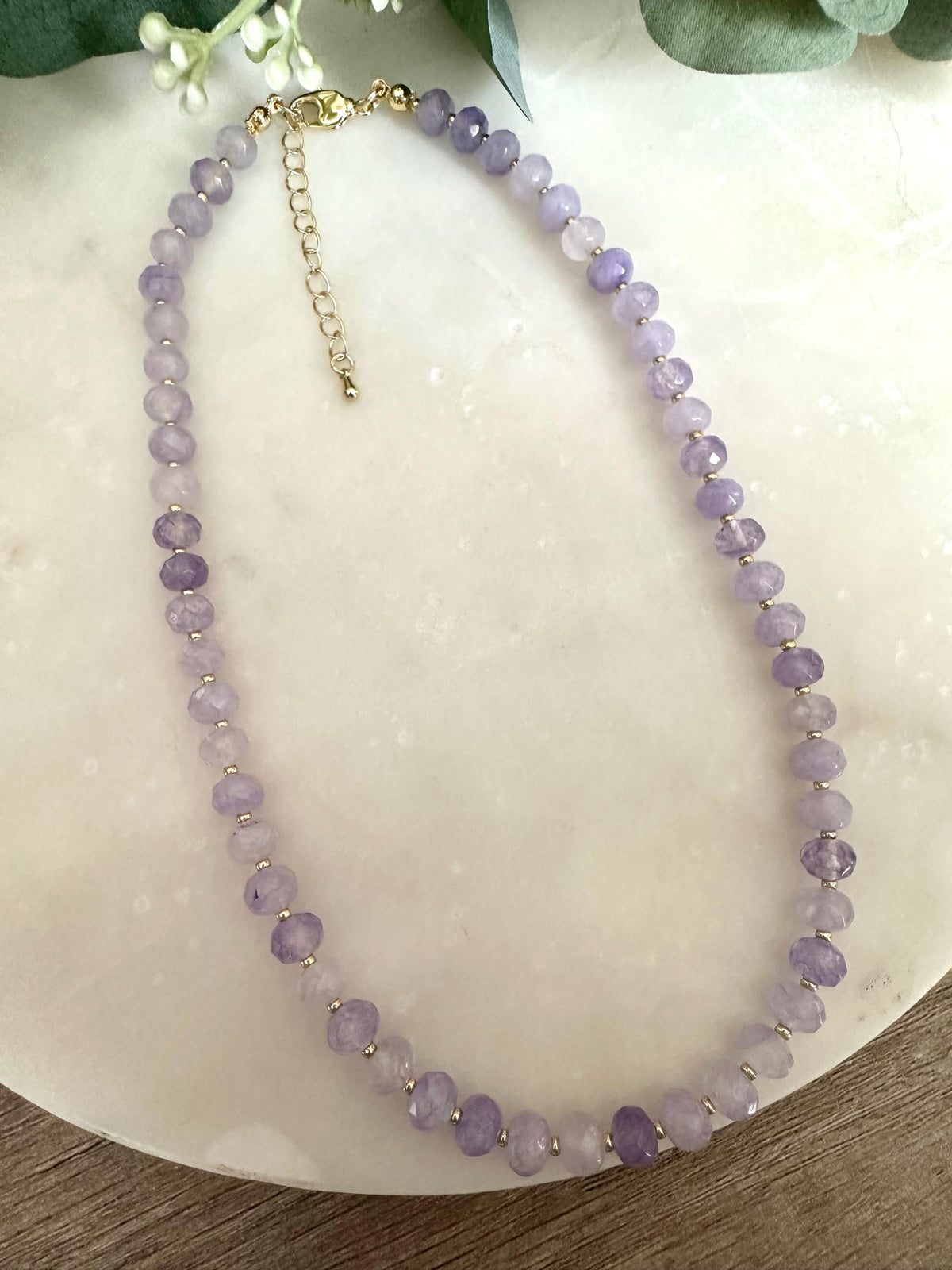 Light Purple Jade Beaded Necklace