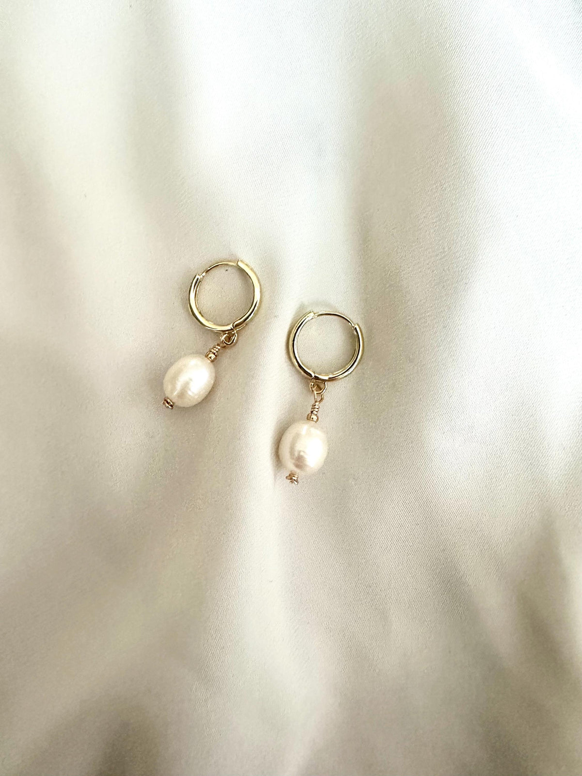 Freshwater Pearl Hoop Earrings | Handmade Gold-Filled Jewelry | Romantic Minimalist Earrings | Gift for her