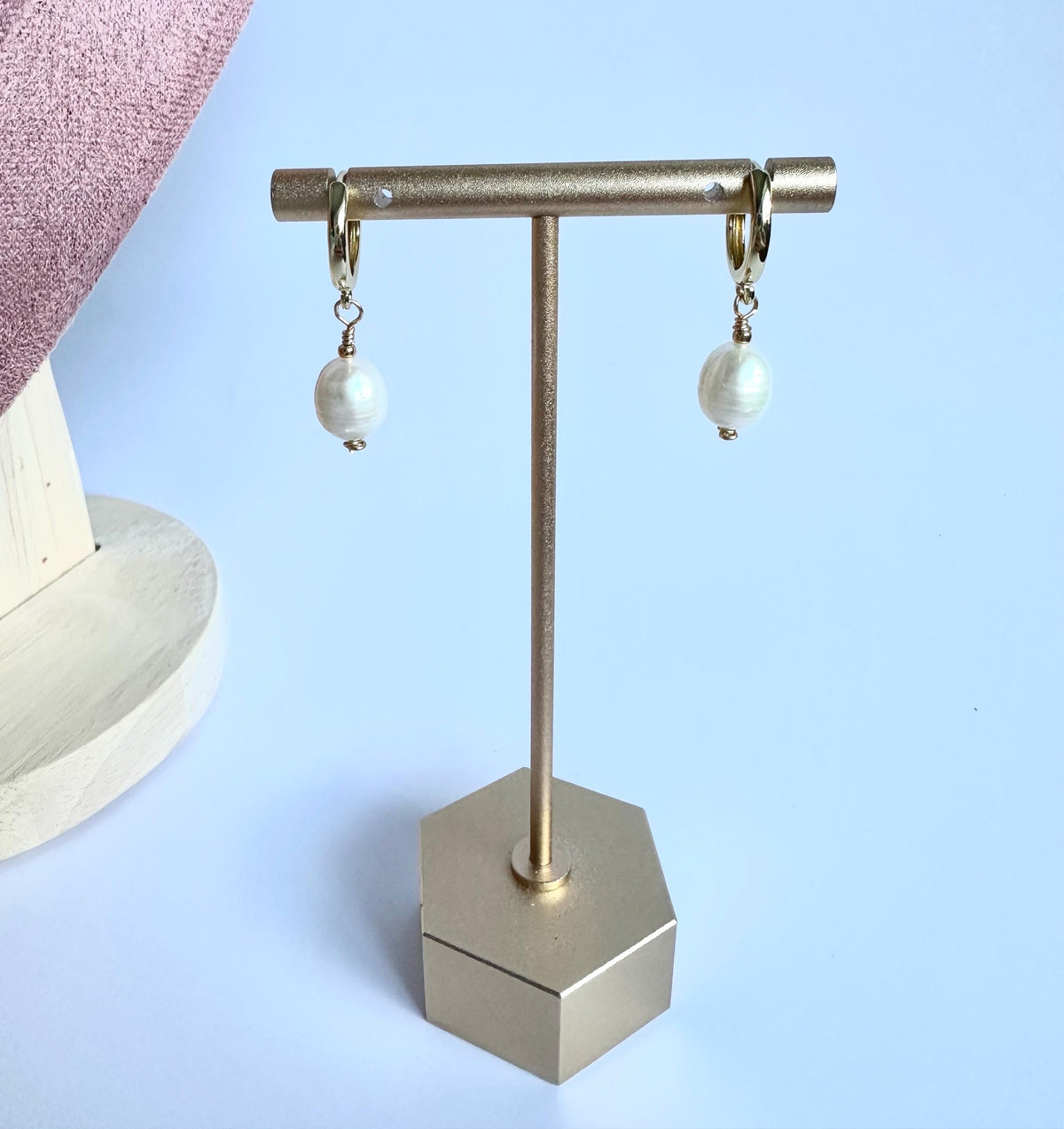 Freshwater Pearl Hoop Earrings | Handmade Gold-Filled Jewelry | Romantic Minimalist Earrings | Gift for her