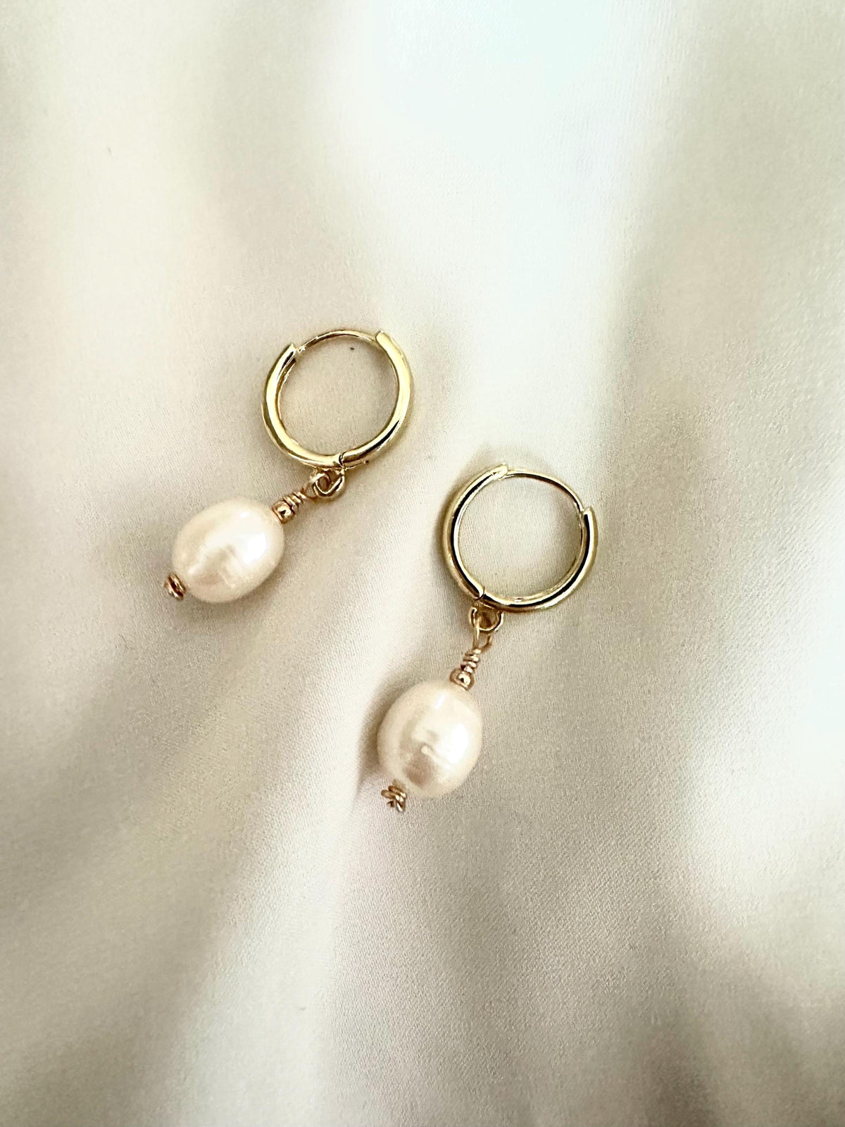 Freshwater Pearl Hoop Earrings | Handmade Gold-Filled Jewelry | Romantic Minimalist Earrings | Gift for her