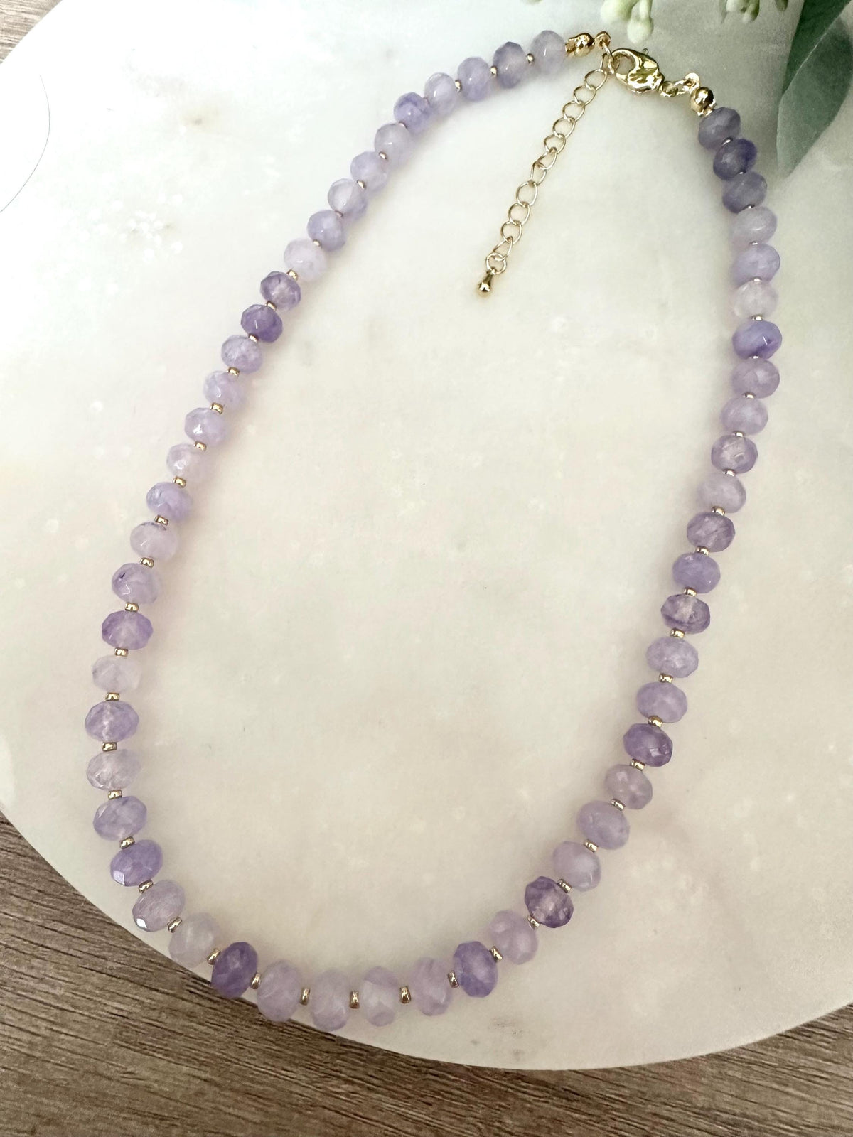 Light Purple Jade Beaded Necklace