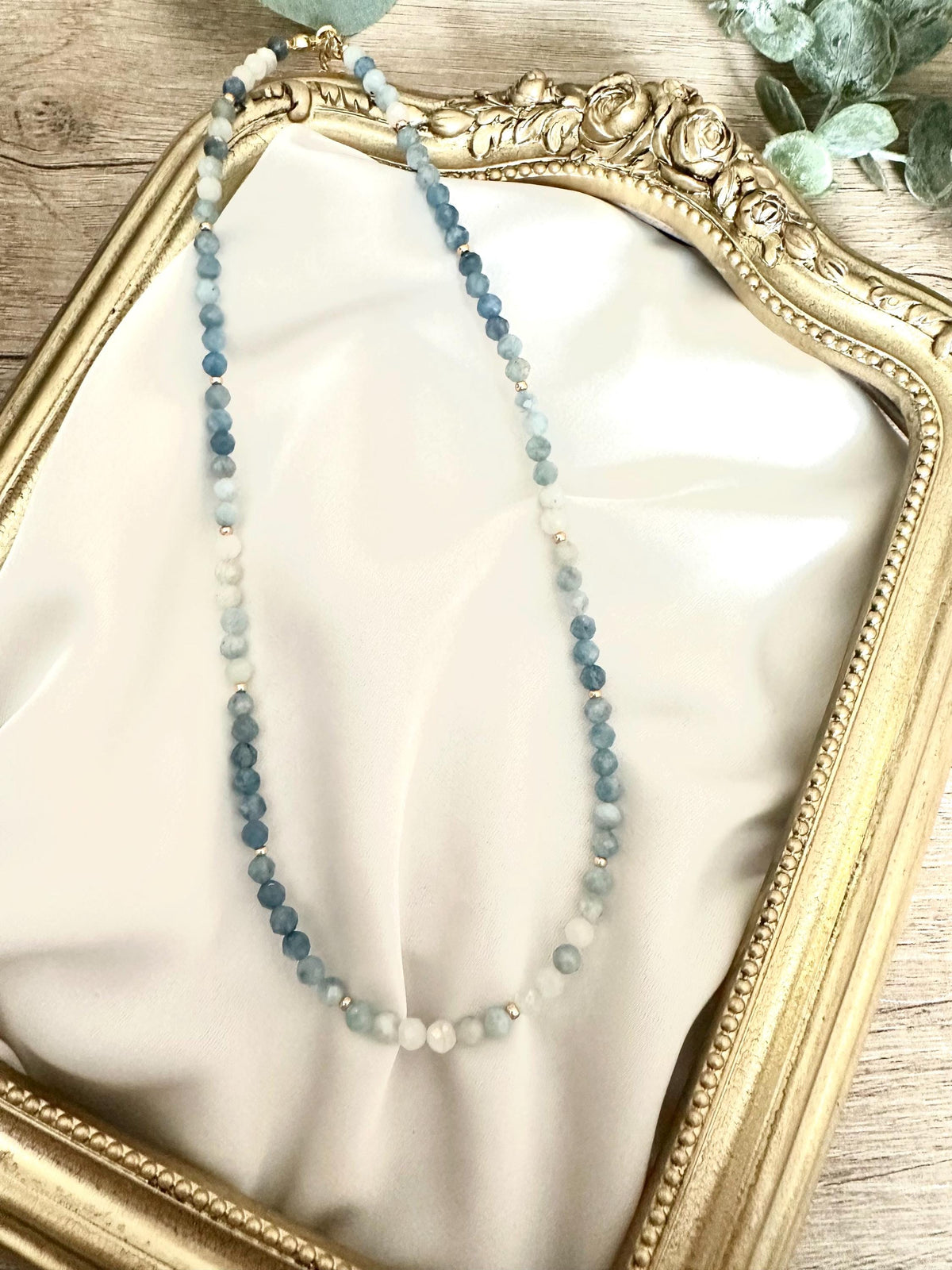 Dainty Aquamarine Necklace • Ombre Blue Gemstone Choker • March Birthstone Jewelry