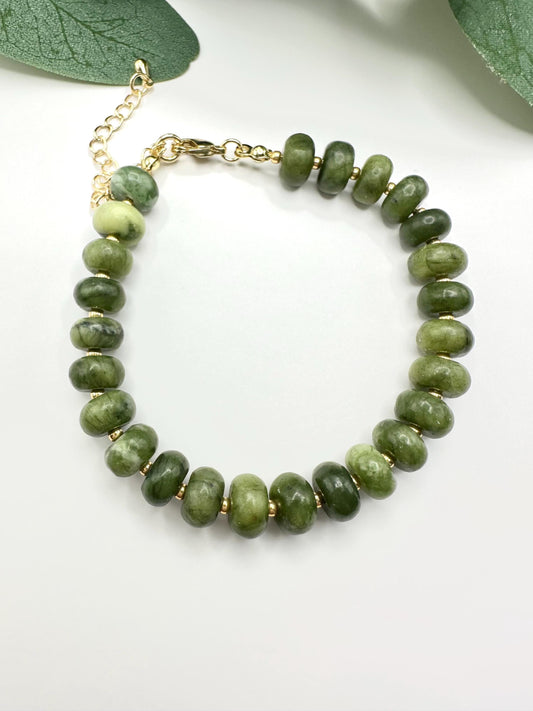 Olive Green Beaded Bracelet -Gifts for Her