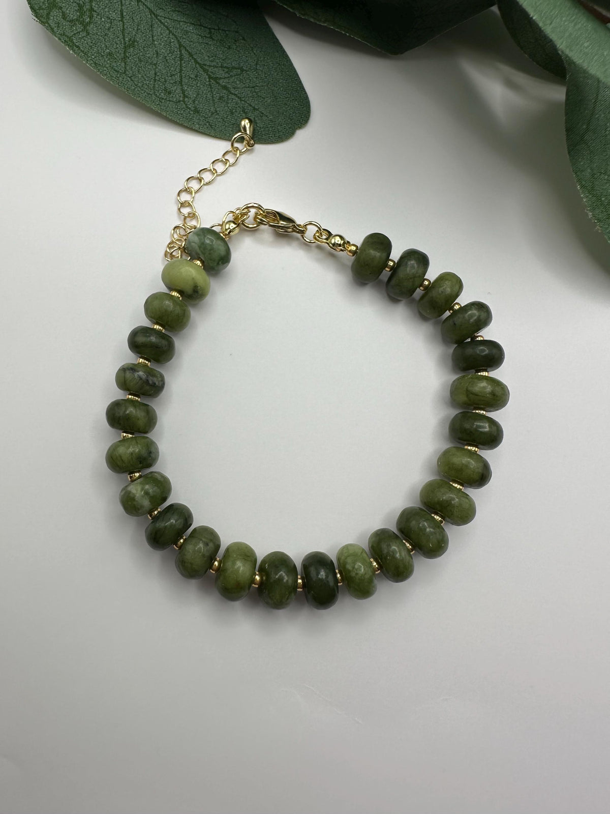 Olive Green Beaded Bracelet -Gifts for Her