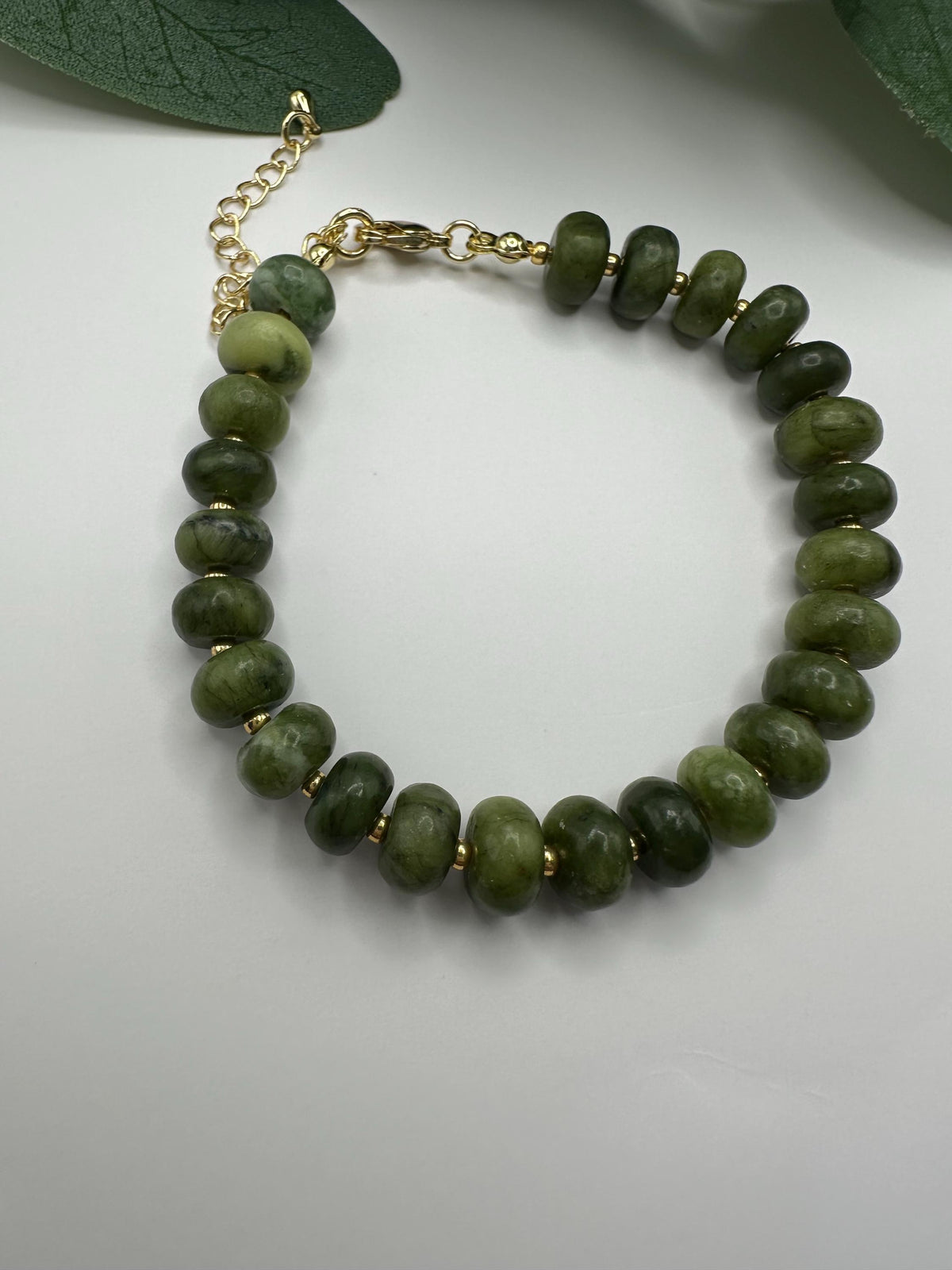 Olive Green Beaded Bracelet -Gifts for Her