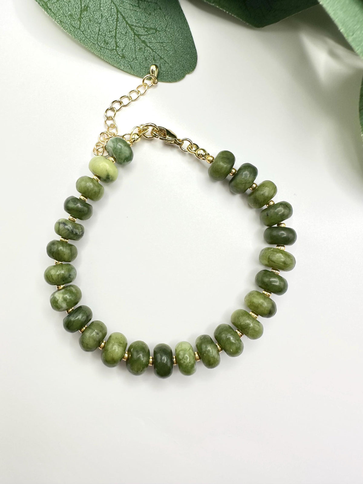Olive Green Beaded Bracelet -Gifts for Her