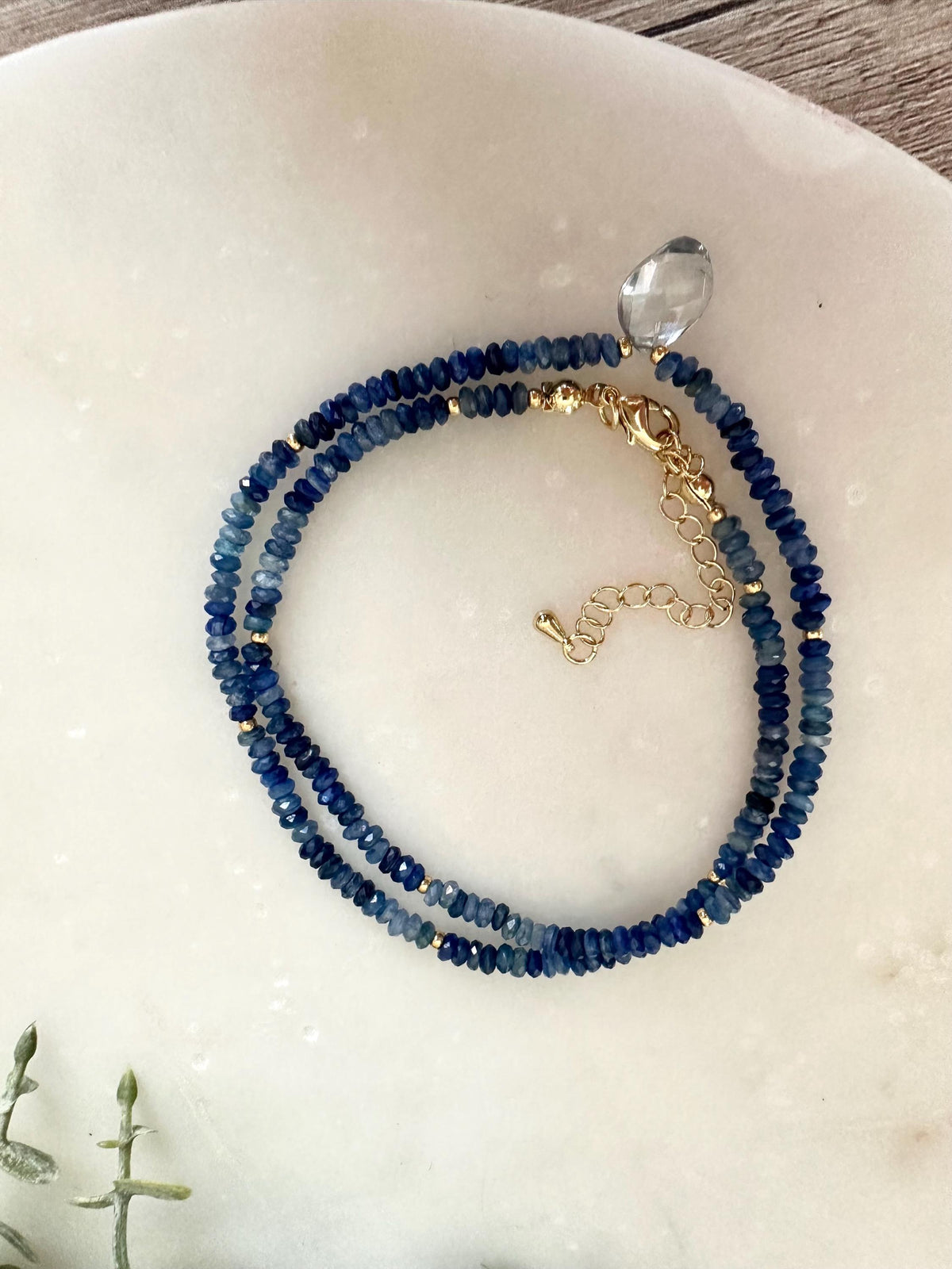 Kyanite Necklace with Blue Quartz Pendant, Dainty Blue Gemstone Necklace, Gold Filled Minimalist Layering Necklace, Handmade Jewelry