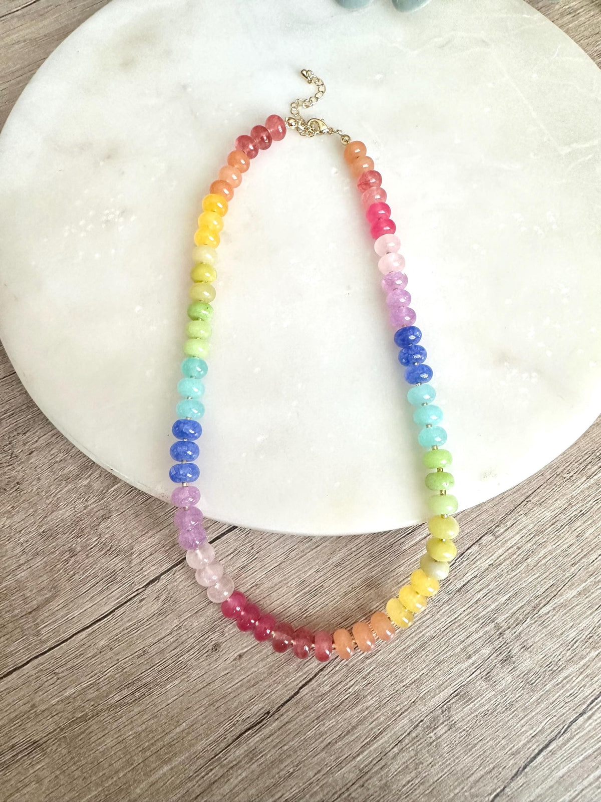 Rainbow Jade  Beaded Necklace -Gift-Colorful Necklace-Summer Necklace