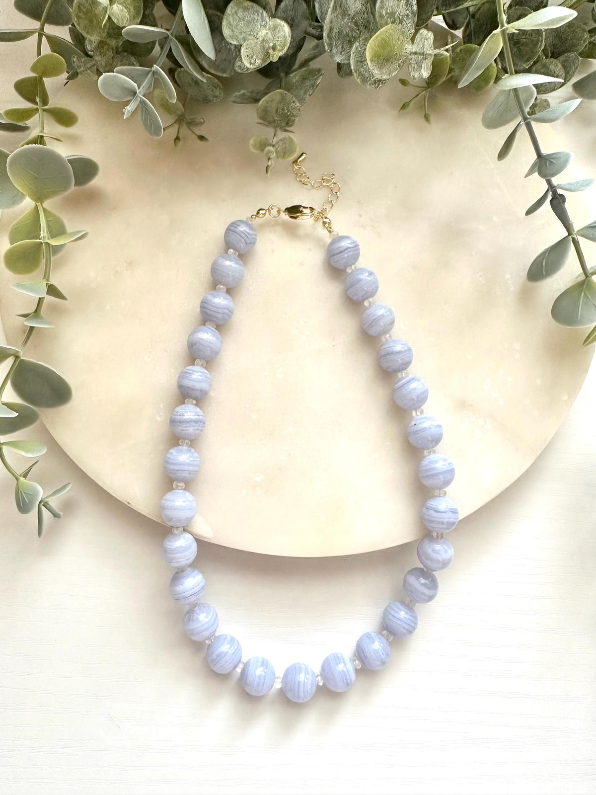 Blue Lace Agate Necklace, Moonstone Necklace, Blue Gemstone Necklace