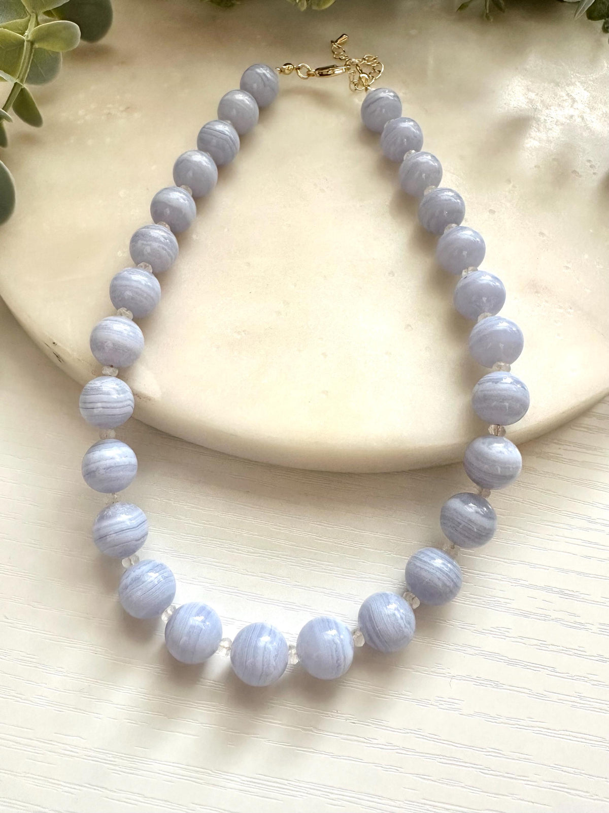 Blue Lace Agate Necklace, Moonstone Necklace, Blue Gemstone Necklace