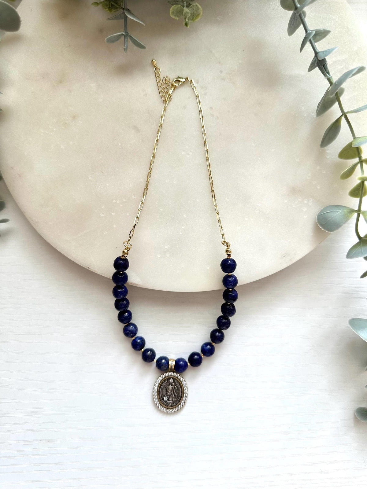 Lapis Lazuli Lady Necklace, Lady Pendant Necklace, Blue Gemstone Necklace, Lapis Necklace