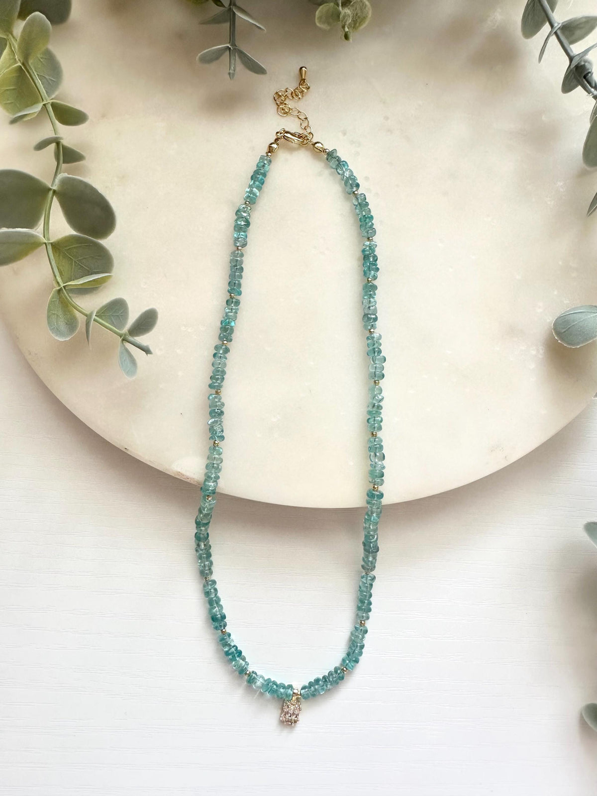 Aquamarine Necklace, March Birthstone Necklace, Aquamarine Gemstone Jewelry, CZ Pendant Necklace