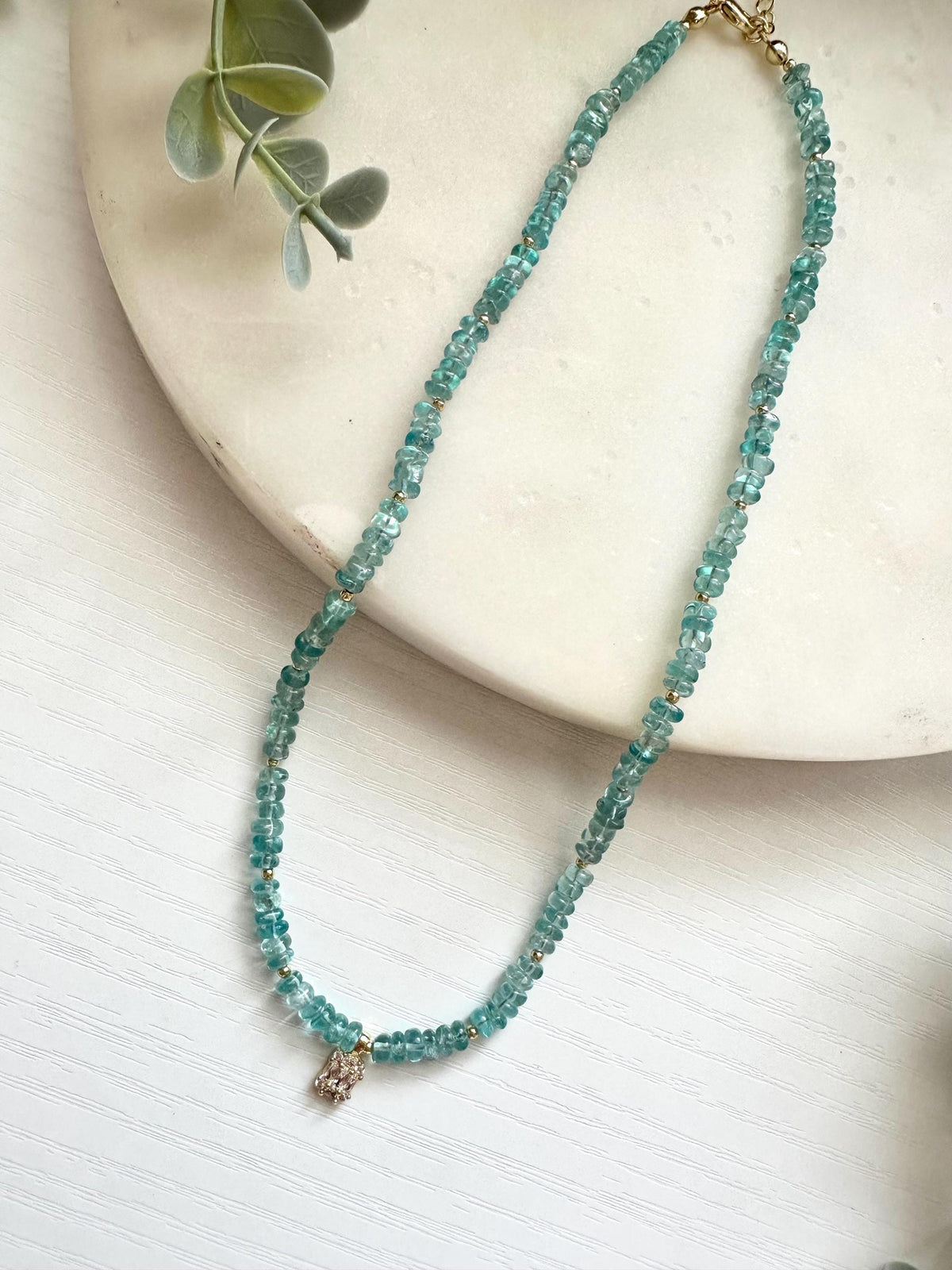 Aquamarine Necklace, March Birthstone Necklace, Aquamarine Gemstone Jewelry, CZ Pendant Necklace
