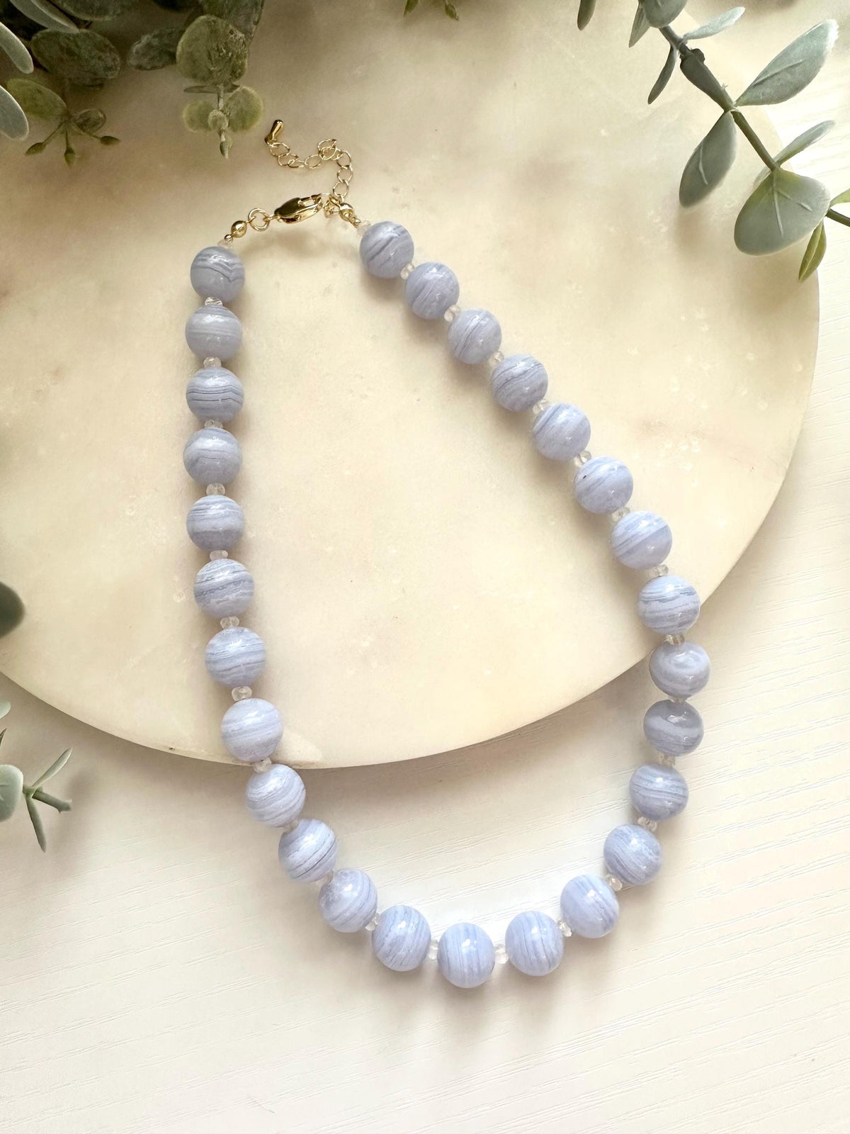 Blue Lace Agate Necklace, Moonstone Necklace, Blue Gemstone Necklace