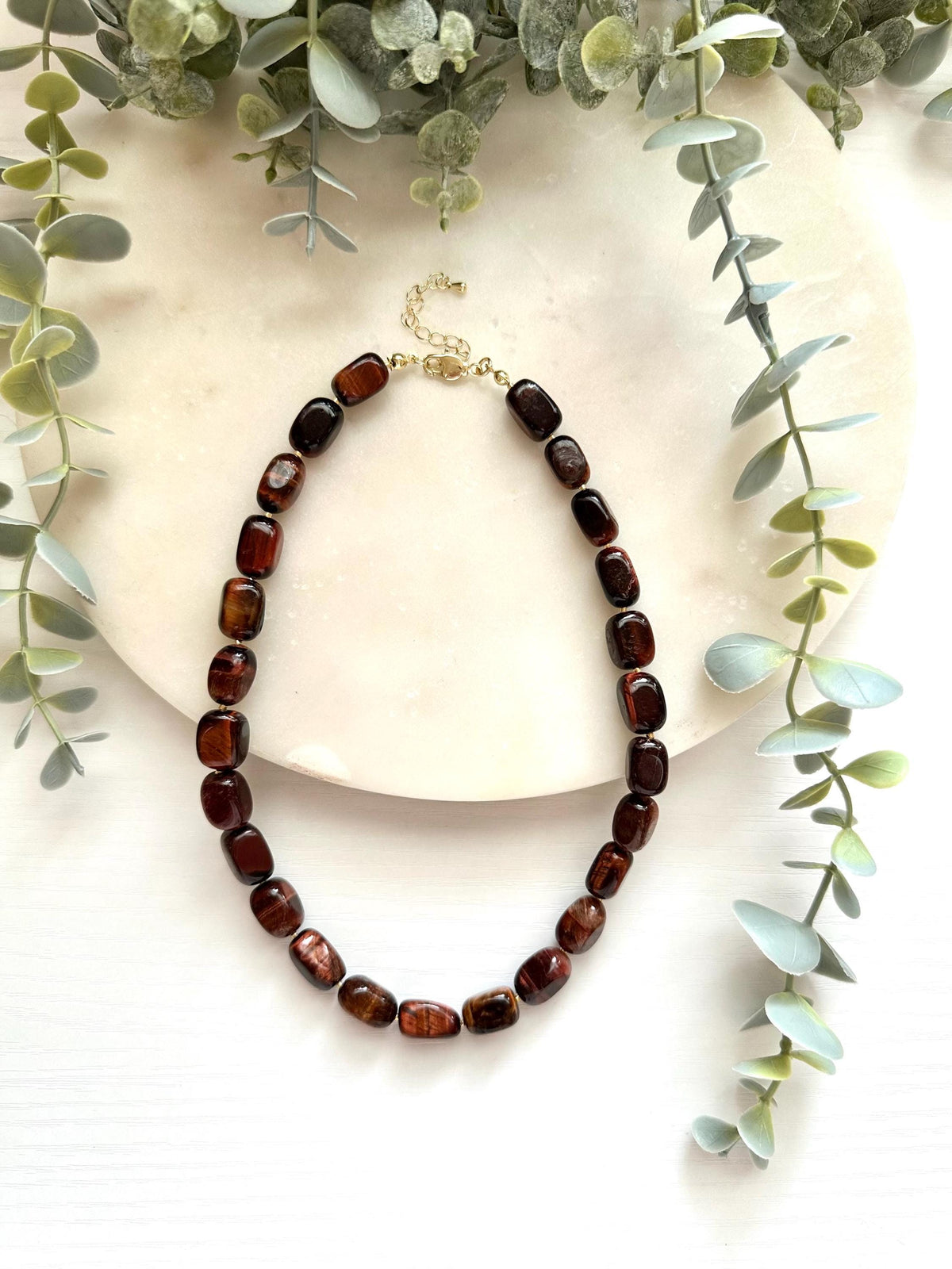 Red Tiger Eye Necklace, Tiger Eye Gemstone Necklace, Brown Stone Necklace, Gold Filled Necklace